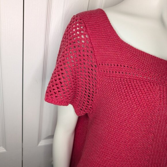 Ann Taylor Loft Pullover Sweater Women's Large Pink Short Sleeve Round Neck EUC - Picture 3 of 5